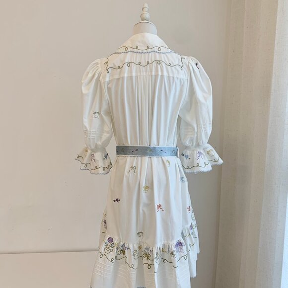 Giulia Embroidered Mini Dress in Cream - Picture 4 of 8